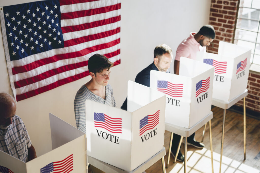 American at a polling booth